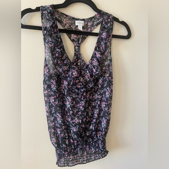 ⭐️2 FOR $20⭐️ Dynamite Sheer Floral Blouse. Racerback size XS - Picture 7 of 7